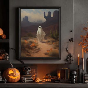 Wild West Cowboy Ghost, Western Halloween Decor, Framed Canvas Print, Halloween Canvas Art, Cowboy Halloween, Southwestern Art image 19