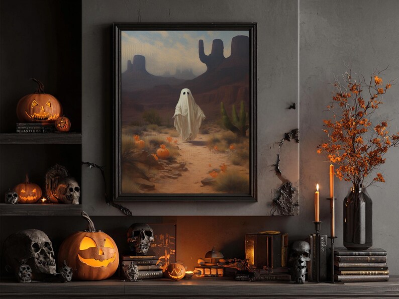 Wild West Cowboy Ghost, Western Halloween Decor, Framed Canvas Print, Halloween Canvas Art, Cowboy Halloween, Southwestern Art image 19