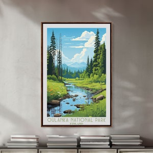 Oulanka National Park Travel Art Framed Canvas Print, Finland, Home Decor, Travel Poster, Vintage Wall Art, original Watercolor Painting
