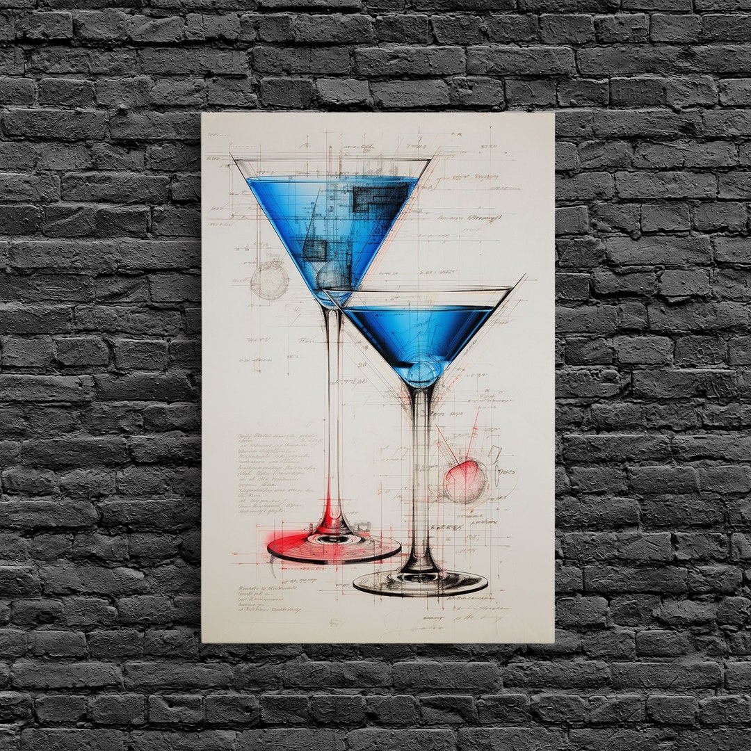 Cocktail Wall Art, Bar Cart Art, Alcohol Wall Art, Canvas Print, Wall