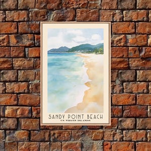 Sandy Point Beach, US Virgin islands Watercolor Print, Vacation Gift, Wall Art, Beach Painting, Beach Decor, Beach Or Lakehouse Art