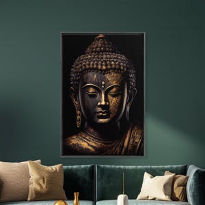 Gold and Black Buddha, Framed Canvas Print, Zen Center Yoga Art - Etsy