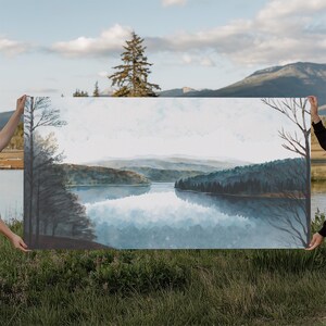 Art du lac bleu | Impression sur toile encadrée | Tableau Blue Lake | Décoration Lake House | Peinture de paysage de chambre d'amis | Tableau sur le lac Détroit image 13