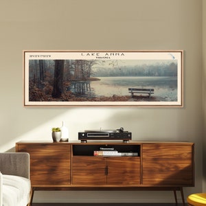Lake Anna Virginia Framed Canvas Print, Lake House Art, Panoramic Wall Art, Travel Poster, Beautiful Lake Painting, Home Decor