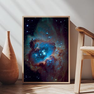 The Stars Glow At Night, framed canvas print, watercolor space painting image 2