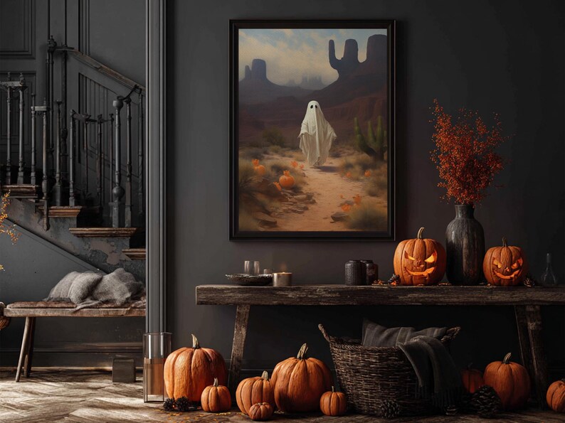 Wild West Cowboy Ghost, Western Halloween Decor, Framed Canvas Print, Halloween Canvas Art, Cowboy Halloween, Southwestern Art image 20