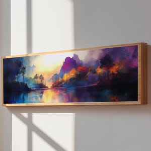 Dreamy Canvas Print Fall Landscape Art Mountain Mist Moody Panoramic Rustic Above Couch Extra Wide Wall Art Bedroom Decor