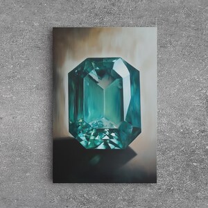 Watercolor Painting Print of an Emerald, Genstones Painting, Gemstone Painting, Emerald Wall Art, Emerald Green Home Decor, Kitsch Art immagine 17