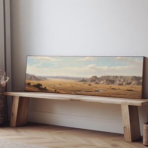 Panoramic Watercolor of Badlands National Park, North Dakota Wall Art, Landscape Painting Travel Art image 6