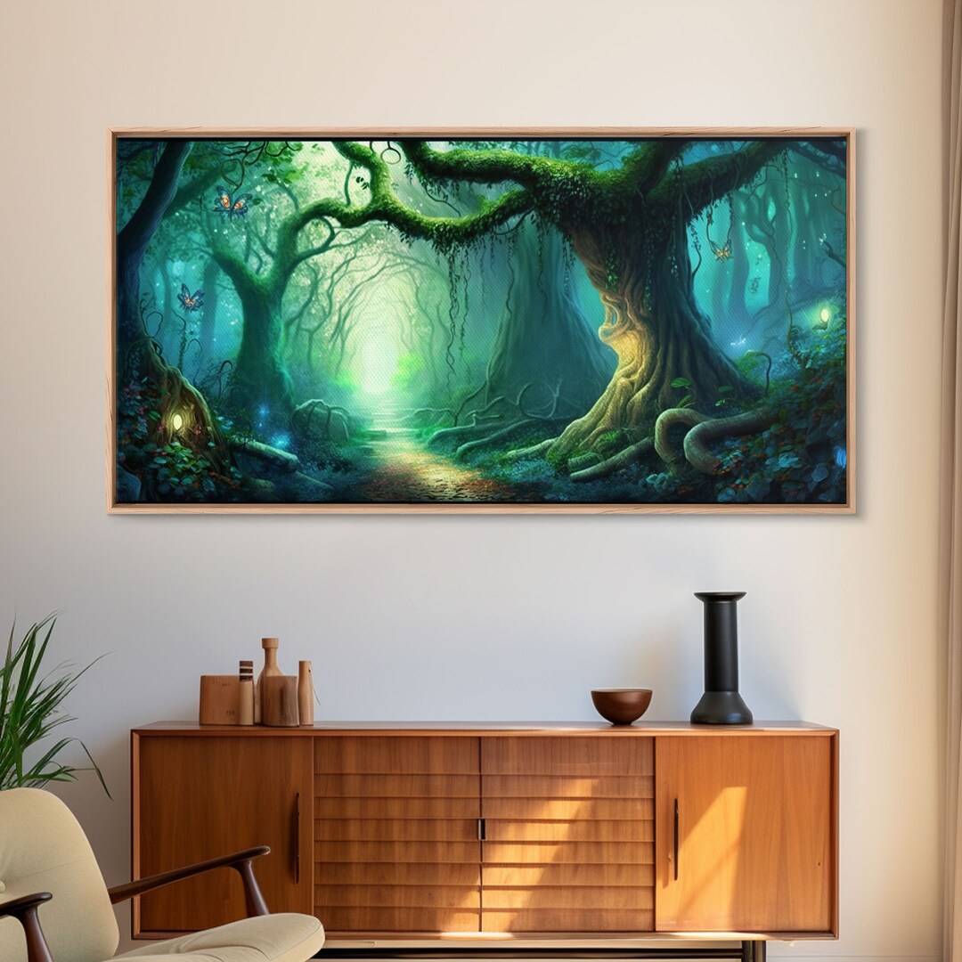 Beautiful Magical Fairy Forest, Framed Canvas Print, Fantasy Forest ...