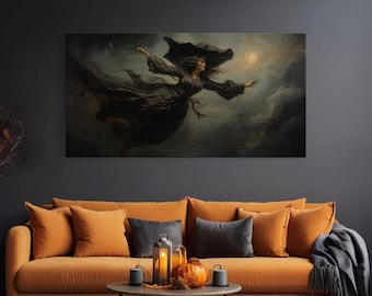 Witch Art Print, Framed Canvas, Halloween Art, Witch Wall Art, Witchy Art, Witch Wall Decor, Witch Sign, Wiccan Art, Gothic Victorian Art