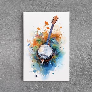 4 String Banjo Gift, Banjo Wall Art Canvas Print, Country Music Art, Guitar Art, Banjo Poster Print, Banjo Gifts, Musical Art
