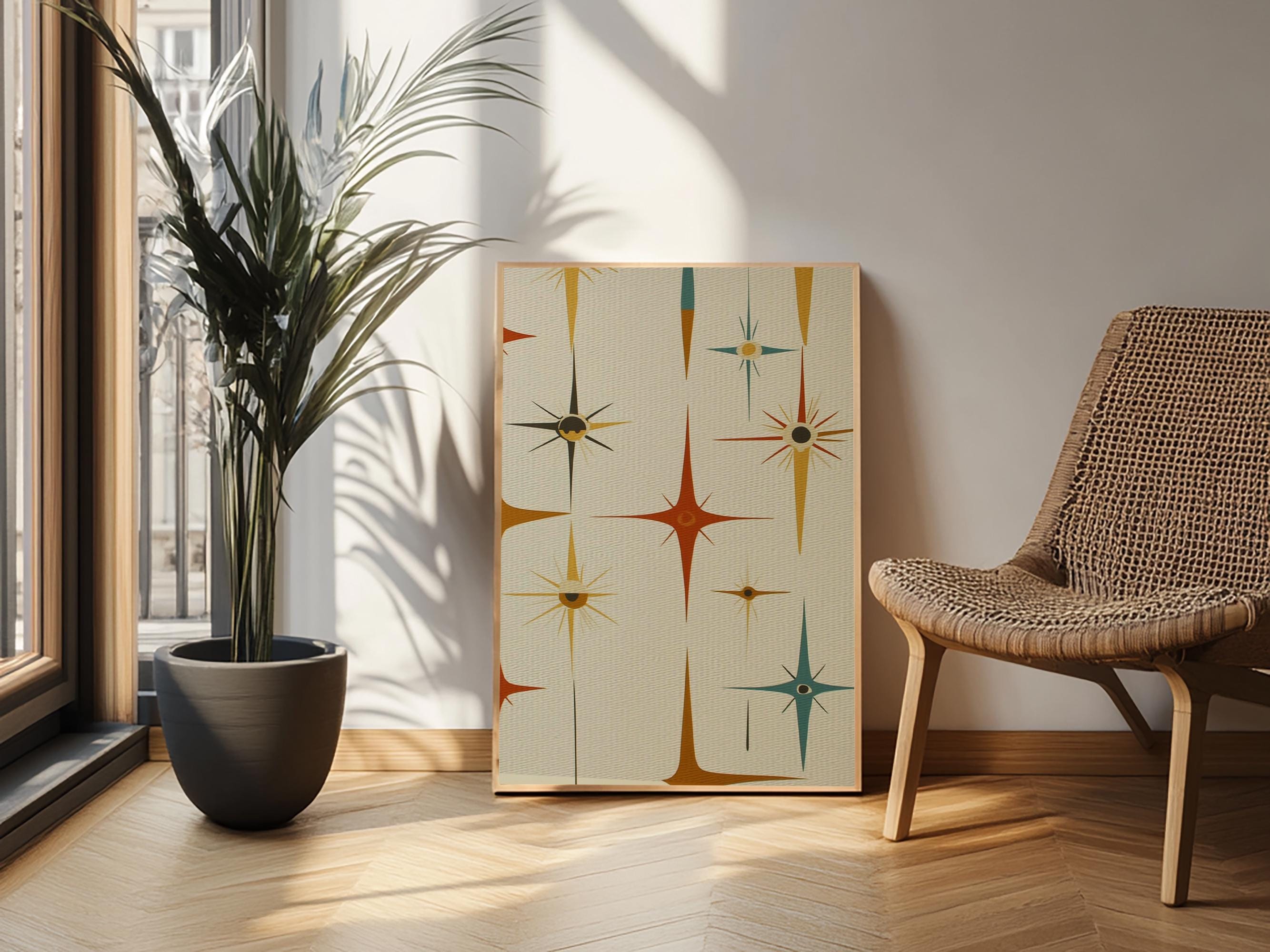 Mid Century Modern Atomic Starburst Retro Wall Art - Atomic Decor