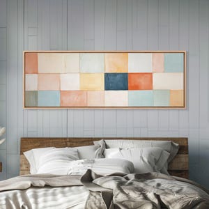 Modern Abstract Framed Canvas | Minimalist Mid Century Modern Wall Art | Large Horizontal Ultra Wide Framed Canvas | MCM Art