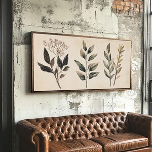 Boho Botanical Sketch Print, Botanical Wall Art, Framed Canvas Print, Minimalist Sketch Wall Art, Minimalist Home Decor, Living Room Art