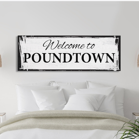 to Poundtown Canvas Print Funny Bedroom Sign Above Etsy