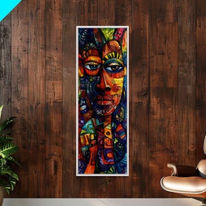 Colorful Tribal Abstract African Art Canvas Print Vibrant Afrocentric Living Room Wall Art Unique Boho Decor Bold Ethnic Artwork