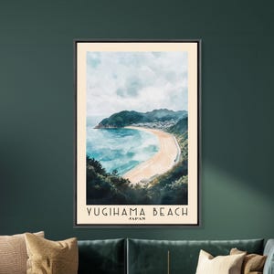 Yugihama Beach, Japan Watercolor Print, Vacation Gift, Japan Wall Art, Beach Painting, Beach Decor, Beach Or Lakehouse Art