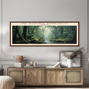The Daintree Rainforest Travel Poster Print, Framed Canvas Print, Australia Panoramic Travel Art, Framed Art, Wall Hanging, Home Decor