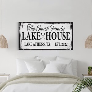 Personalized Lake House Sign Canvas Print - Lakehouse Decor, Established Sign, Lake House Wall Art, cool lakehouse art, custom lakehouse