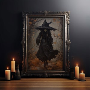 The Wicked Witch, Halloween Canvas Print, Framed Canvas, Unique Wall Art, Goth Art, Dark Academia, Witch Art, Witchcraft, Witch Decor