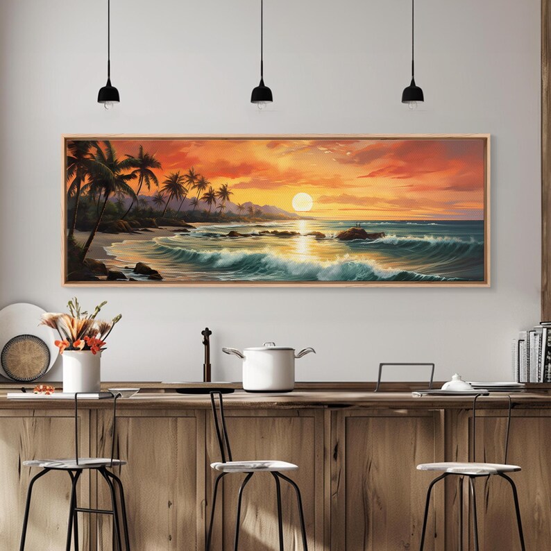 Tropical Ocean Beach canvas prints Sea landscape Nautical photo Coastal Framed Art Sea wave canvas Extra large wall art Ready to hang image 6
