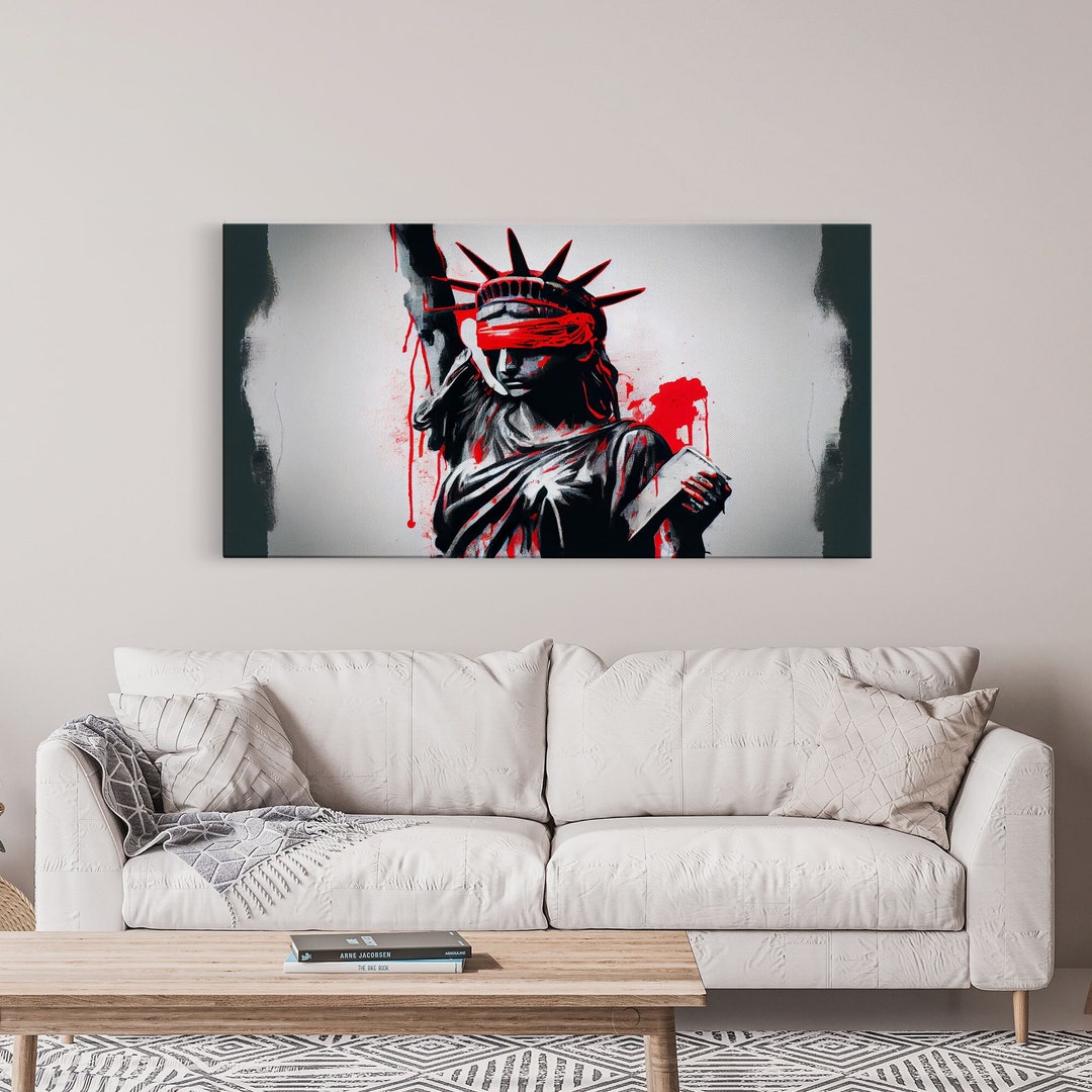 Statue of Liberty Wearing a Bloody Blindfold Dystopian Art Etsy
