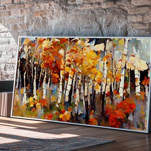 Large Birch Trees Canvas Print Boho Wall Decor Autumn Birch Forest ...