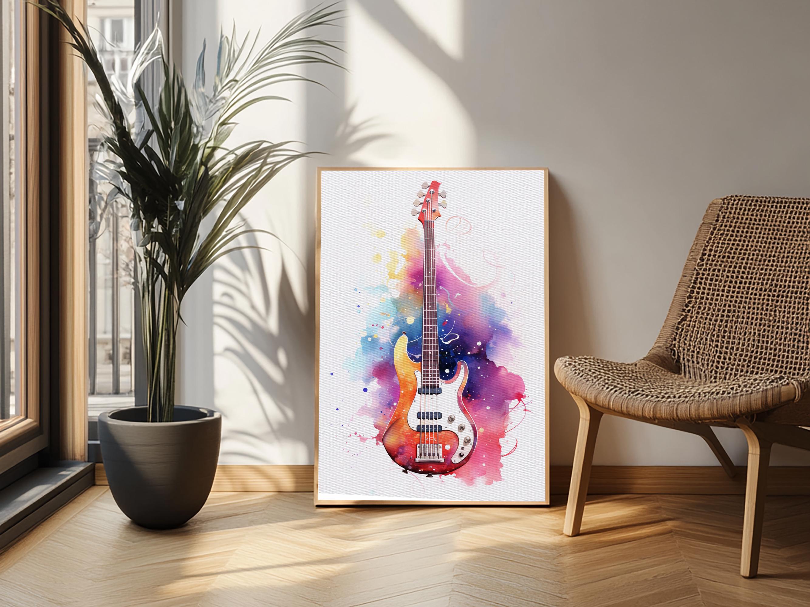 Electric Guitar Wall Art, Rock N Roll Decor, Graffiti Art