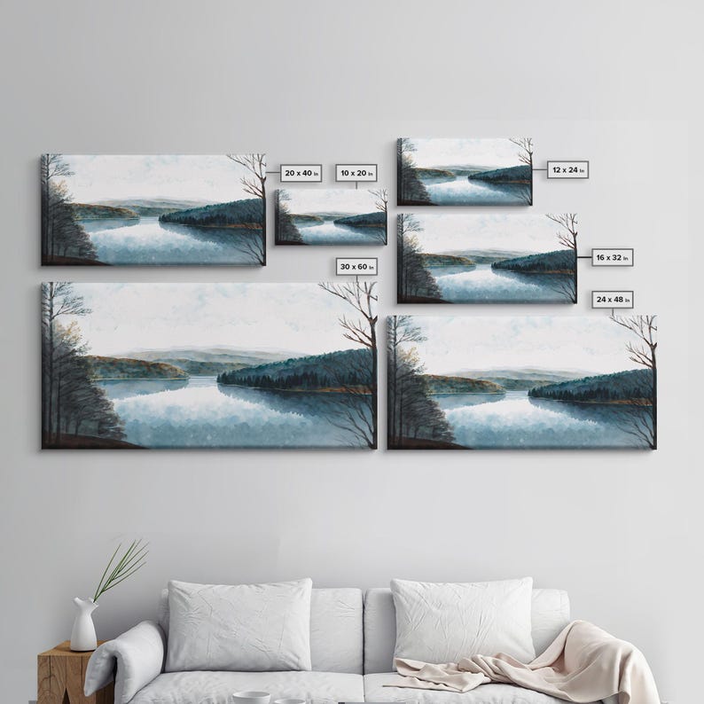 Art du lac bleu | Impression sur toile encadrée | Tableau Blue Lake | Décoration Lake House | Peinture de paysage de chambre d'amis | Tableau sur le lac Détroit image 8