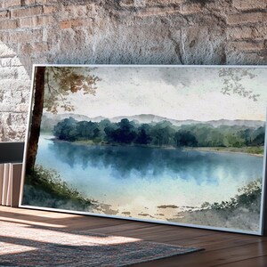 Blue Lake Art | Framed Canvas Print | Blue Lake Painting | Lake House Decor | Guest Room Landscape Painting | Wallowa Lake Painting image 3