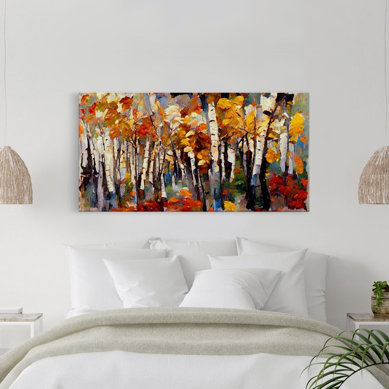 Large Birch Trees Canvas Print Boho Wall Decor Autumn Birch - Etsy