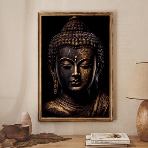 Gold and Black Buddha, Framed Canvas Print, Zen Center Yoga Art - Etsy