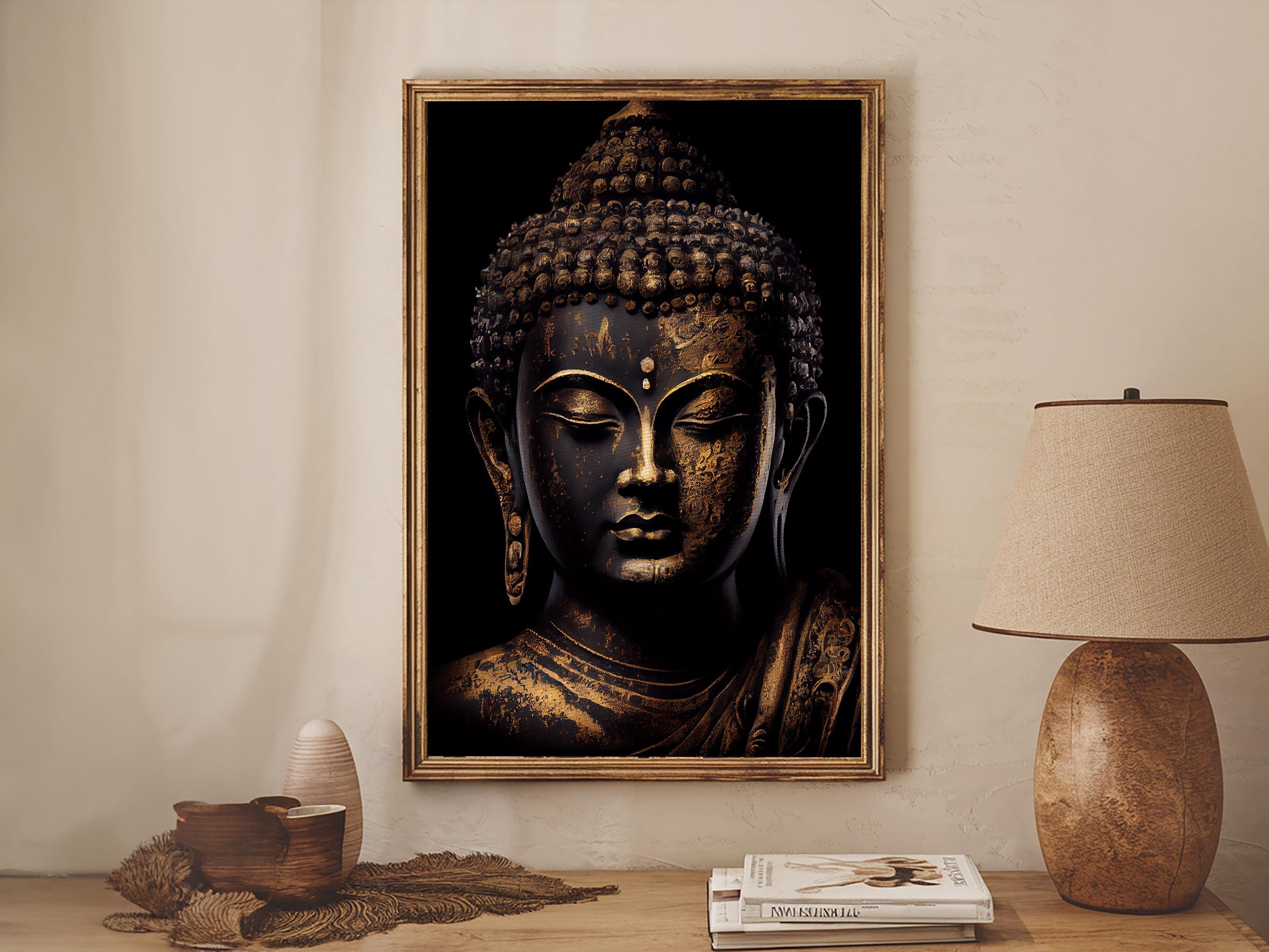 Gold and Black Buddha, Framed Canvas Print, Zen Center Yoga Art - Etsy