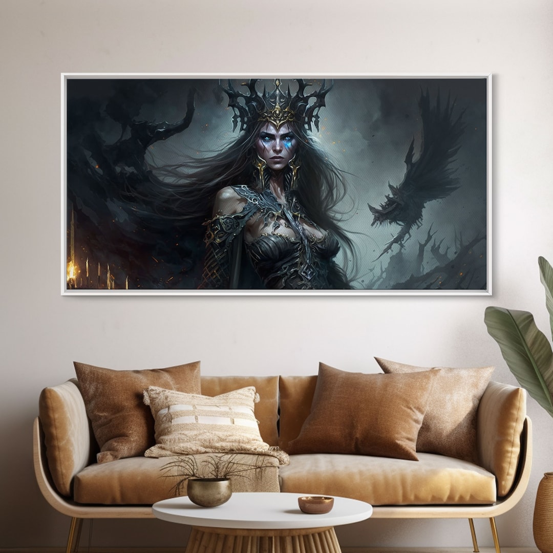 Hel, Goddess of Death, Framed Canvas Print, Norse Mythology Fantasy Art ...