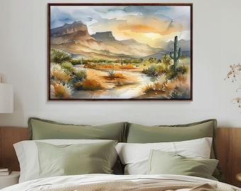 Beautiful Arizona Watercolor Landscape Painting Print, Wood Framed Art, Gift for him, painting, Prints, Abstract Wall Art