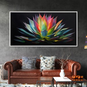 Agave Cactus Art, Modern and Colorful Art, Rainbow Agave Art, Plant Decor, Contemporary Art, Ready To Hang, Large Print, Southwest Landscape