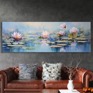 Water Lily Framed Canvas Print, Water Lily, Lily Pad Print, Lily Print, Wall Art, Wall Decor, Spa art, Tranquil Art, Water Lily Art image 2