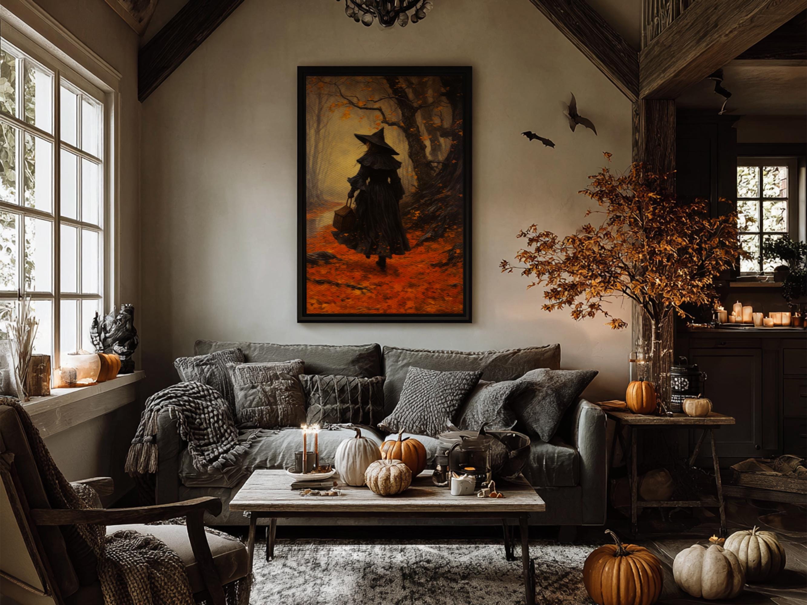 The Witch, Witch Decor, Halloween Witch, Framed Canvas, Retro Hallowen ...