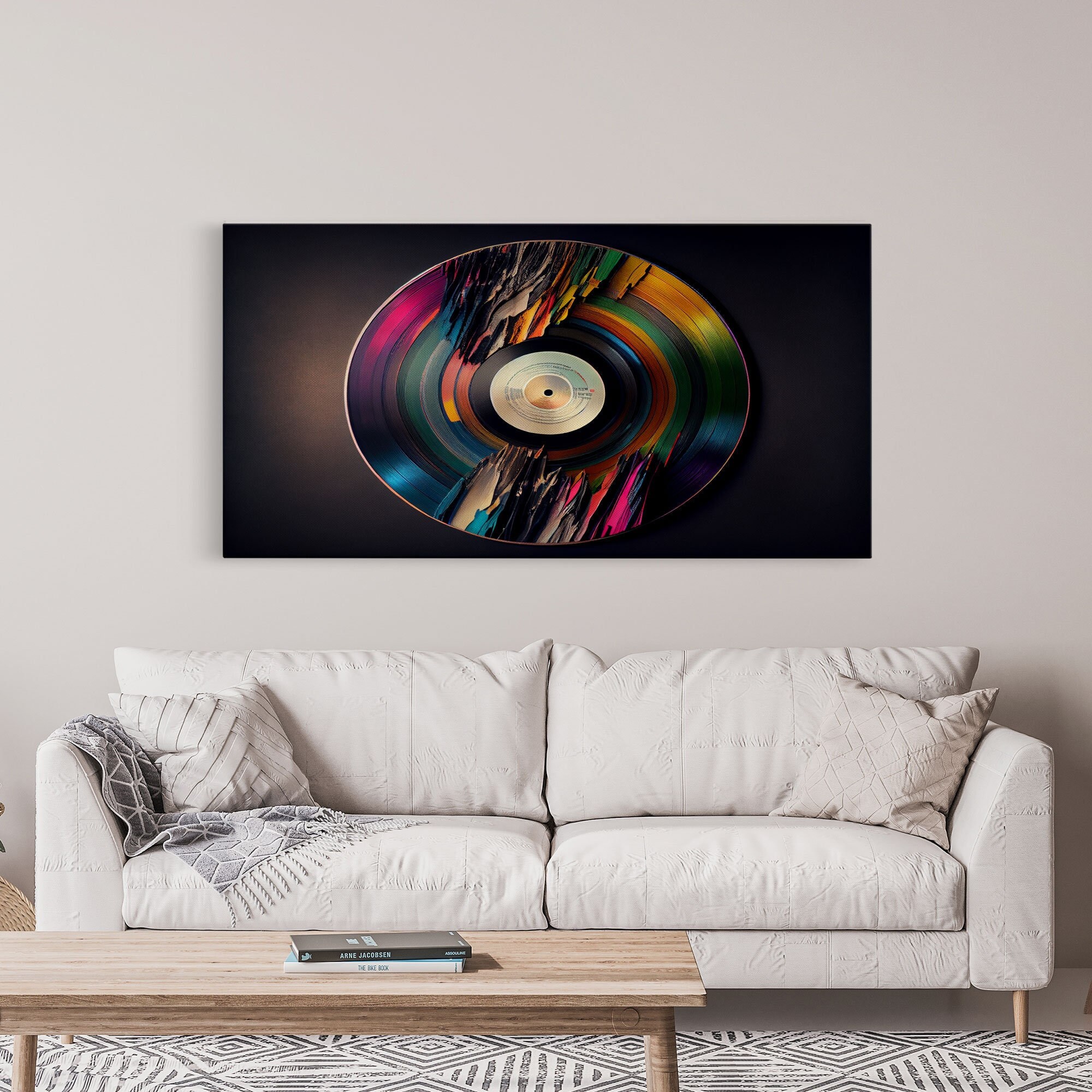 Synthwave Vinyl Record Art Canvas Print Framed Wall Art - Etsy