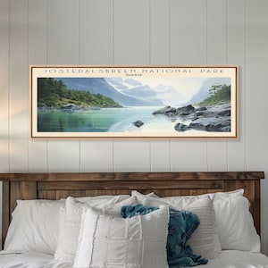Jostedalsbreen National Park Panoramic Wall Art Travel Poster, Gift For Travel Lover, Vacation Gift, Norway Wall Art Home Decor Original Art