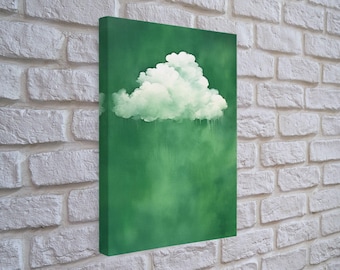 Emerald Green Rain Cloud Wall Art, Framed Canvas Or Poster Print, Abstract Art Print, Minimalist Wall Decor, Maximalist Decor, Dark Green