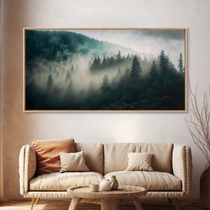 Foggy Forest wall art, relaxing art, zen art, framed canvas print, foggy landscape, trendy decor image 14
