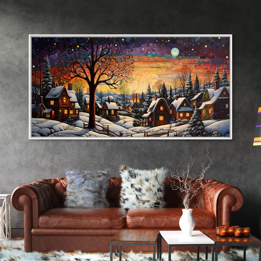 Winter Wonderland Abstract Christmas Art - Framed Canvas Print ...
