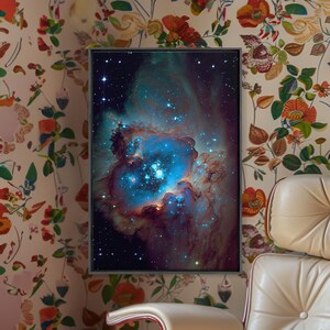 The Stars Glow At Night, framed canvas print, watercolor space painting image 3