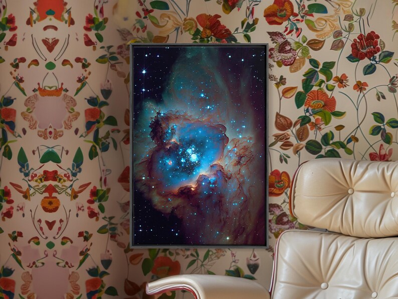 The Stars Glow At Night, framed canvas print, watercolor space painting image 3