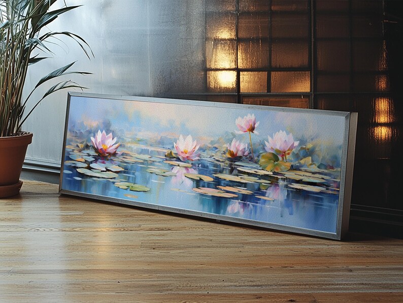 Water Lily Framed Canvas Print, Water Lily, Lily Pad Print, Lily Print, Wall Art, Wall Decor, Spa art, Tranquil Art, Water Lily Art image 15