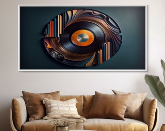 Vinyl record wall art, music decor, vintage vinyl abstract canvas print, music gifts, large canvas, abstract music wall art, Cool Art