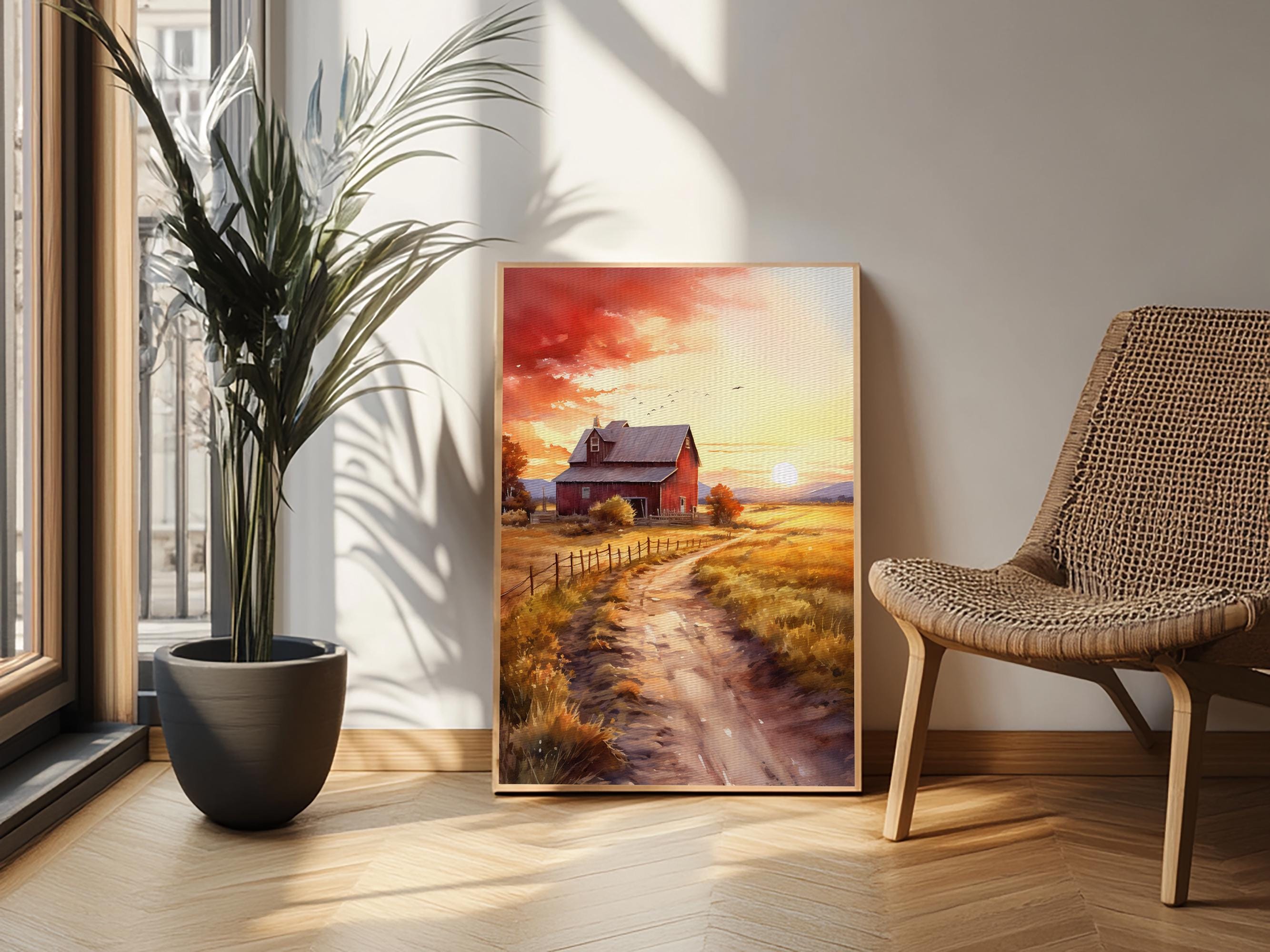 Rustic Canvas Barn Wall Art - Rustic Red Canvas Print - Farmhouse Chic Decor - Etsy