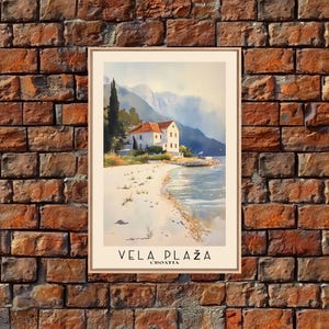 Vela Plaza, Croatia Watercolor Print, Vacation Gift, Wall Art, Beach Painting, Beach Decor, Beach Or Lakehouse Art
